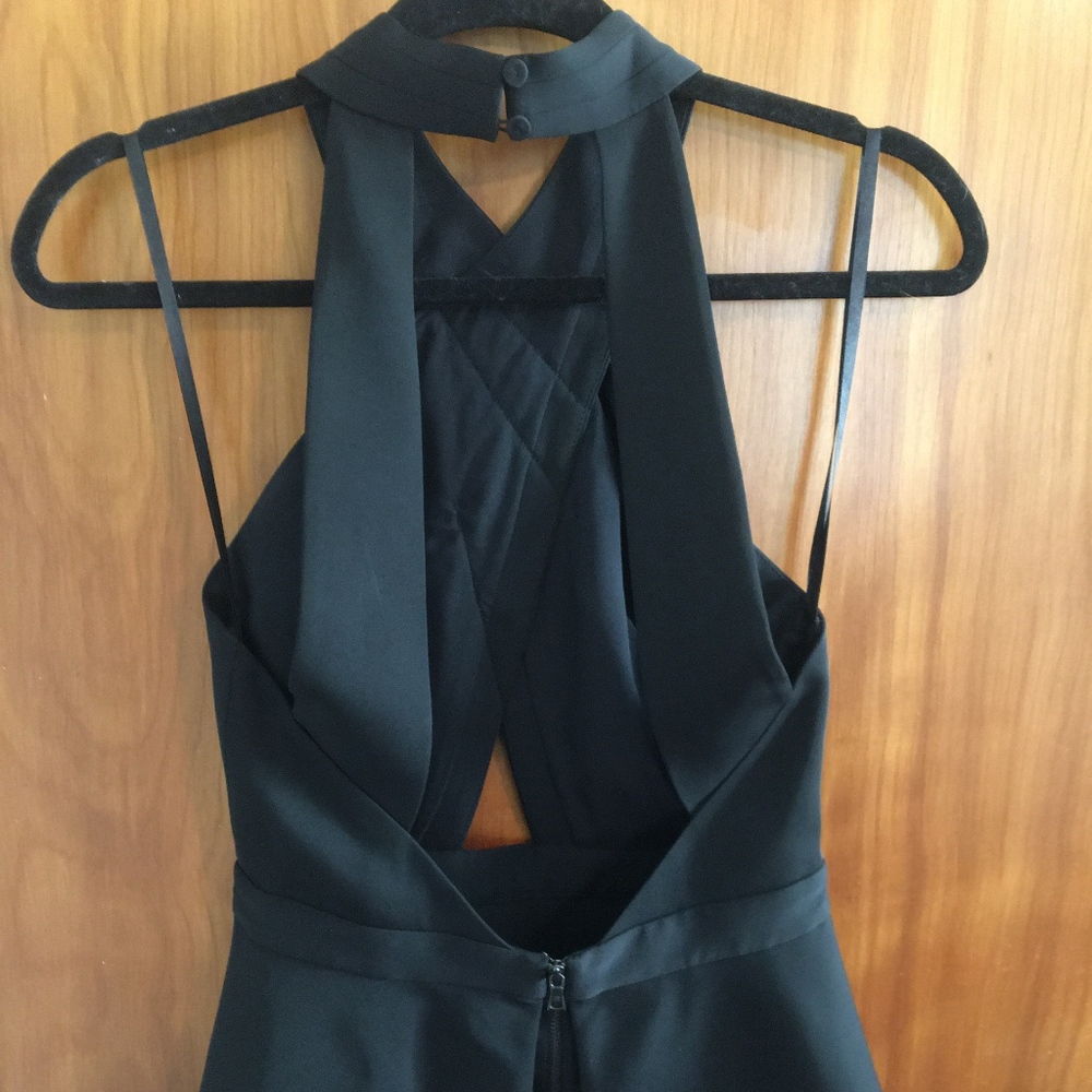 Black backless top with front cutout